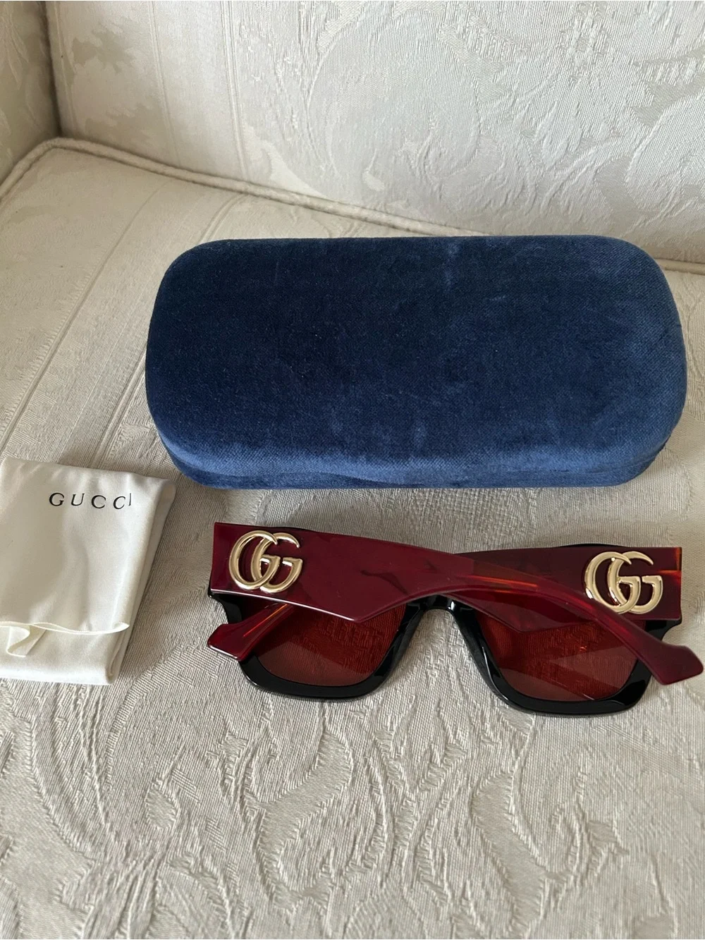 NEW Gucci GG1422S 005 Black Havana Rust Square Women Sunglasses GG 1422S